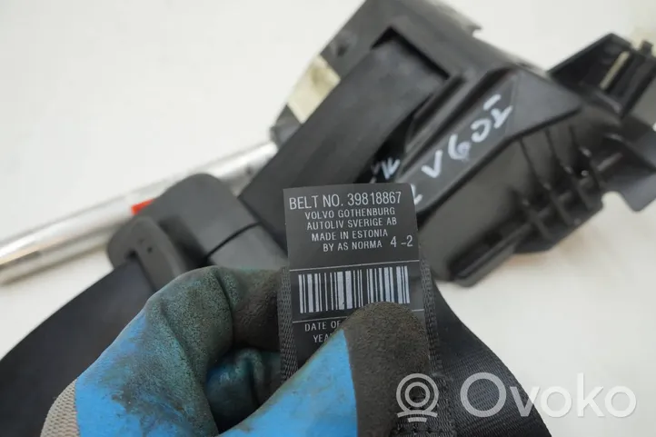 Volvo V60 Pas bezpieczeństwa fotela tylnego środkowego 39818867