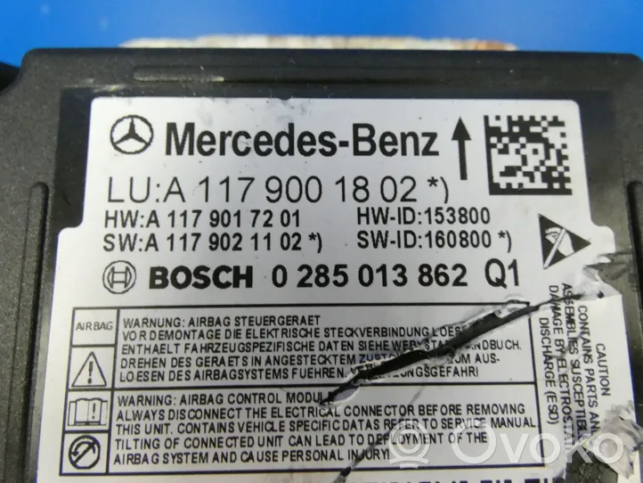 Mercedes-Benz CLA C117 X117 W117 Gaisa spilvenu vadības bloks A1179001802