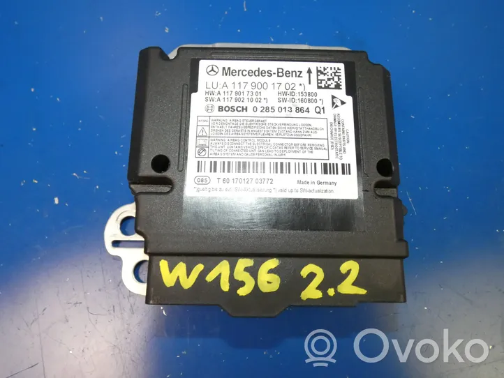 Mercedes-Benz GLA W156 Module de contrôle airbag A1179001702