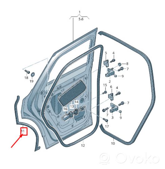 Volkswagen Touareg III Guarnizione in gomma portiera posteriore 760839762B