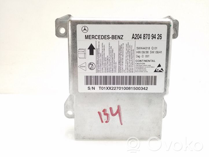 Mercedes-Benz C W204 Module de contrôle airbag A2048709426