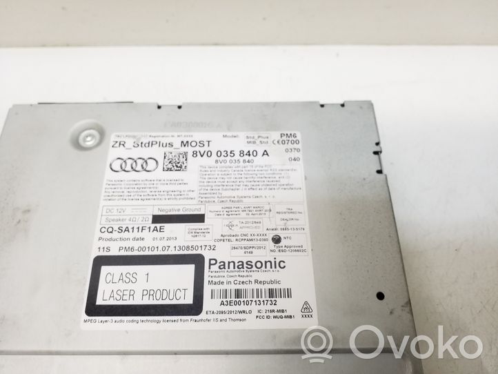 Audi A3 S3 A3 Sportback 8P Unità di navigazione lettore CD/DVD 8V0035840A