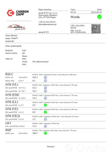 Citroen Nemo Polttoainesuutin 0445110252