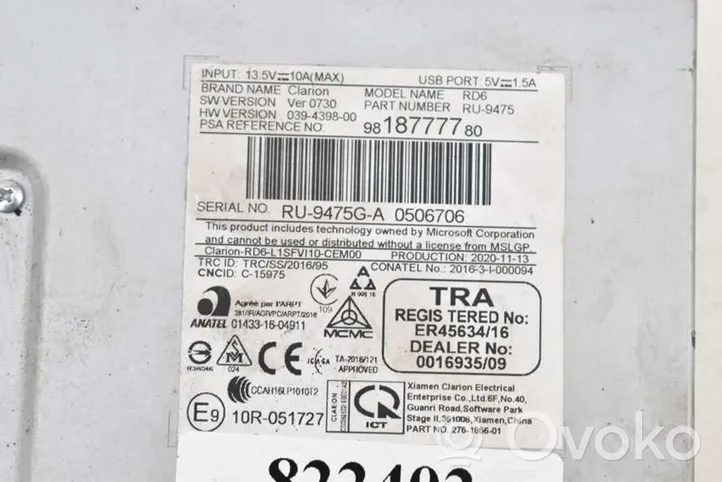 Toyota Proace Radija/ CD/DVD grotuvas/ navigacija 9818777780