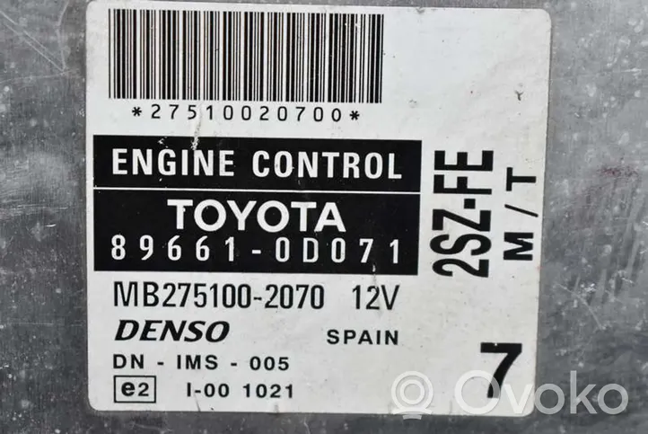 Toyota Yaris Verso Galios (ECU) modulis 89661-0D071