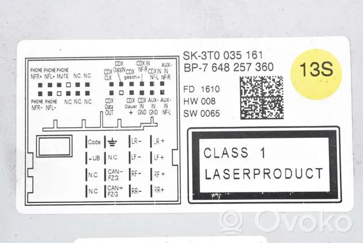 Skoda Superb B6 (3T) Radio / CD/DVD atskaņotājs / navigācija 3T0035161