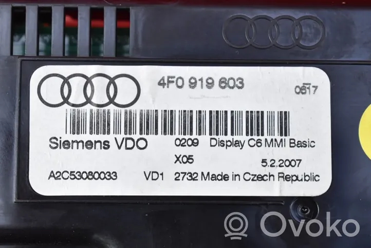 Audi A6 Allroad C6 Radio/CD/DVD/GPS-pääyksikkö 4F0919603