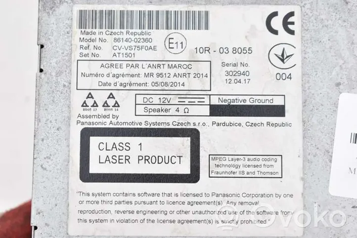 Toyota Auris E180 Panel / Radioodtwarzacz CD/DVD/GPS 86140-02360