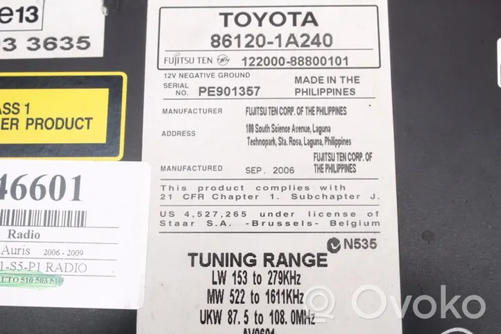 Toyota Auris 150 Unité principale radio / CD / DVD / GPS 86120-1A240