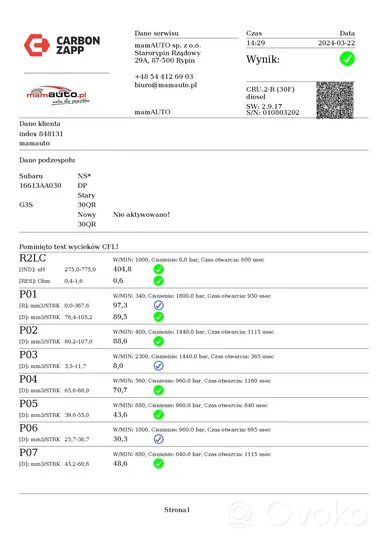 Subaru Forester SH Iniettore 16613AA03