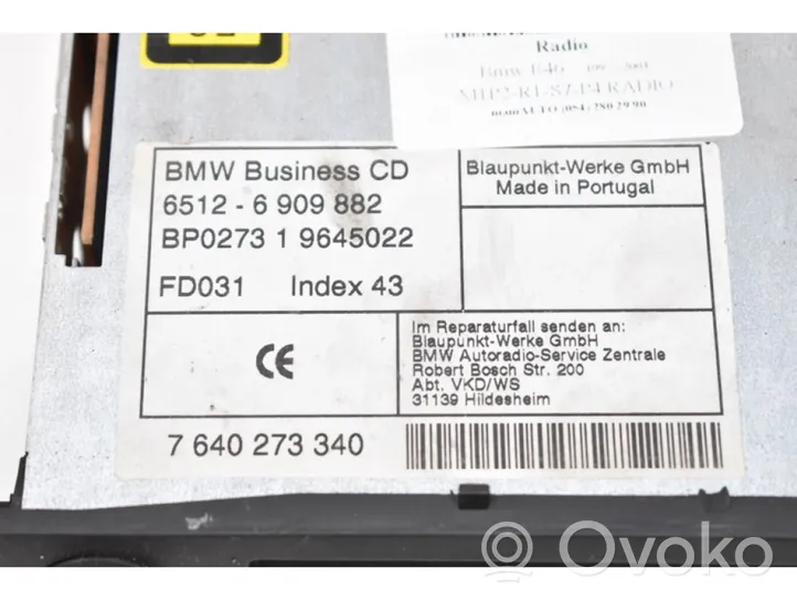 BMW 3 E46 Radio/CD/DVD/GPS-pääyksikkö 65126909882