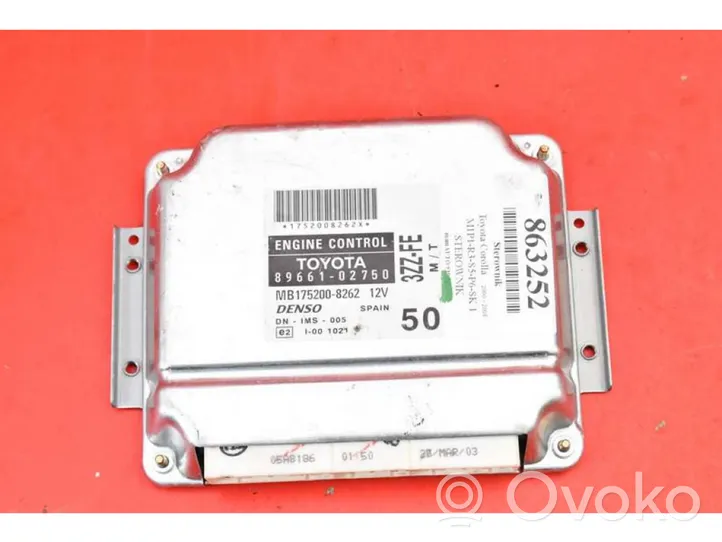 Toyota Corolla E120 E130 Unité de commande, module ECU de moteur 89661-02750