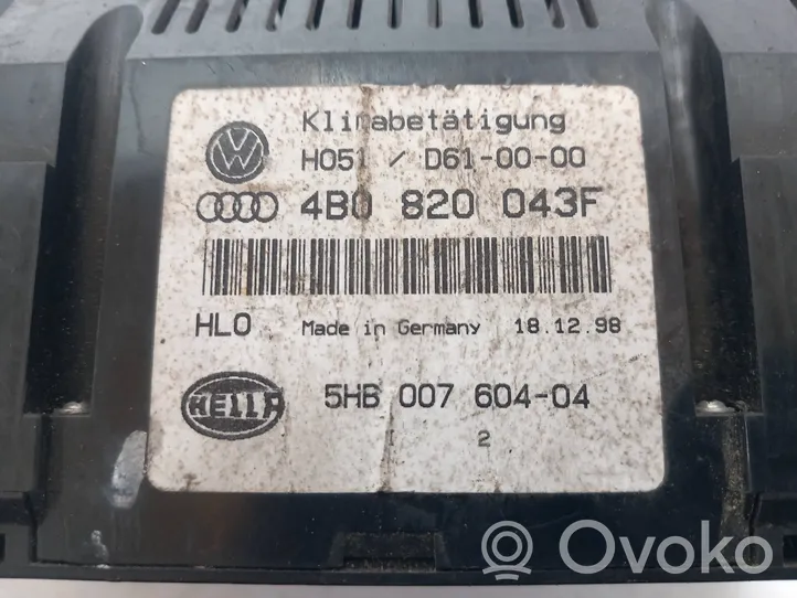 Audi A6 S6 C5 4B Ilmastoinnin ohjainlaite 4B0820043F