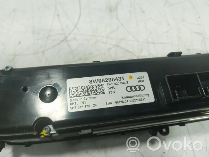 Audi A5 Climate control unit 8W0820043T5PR