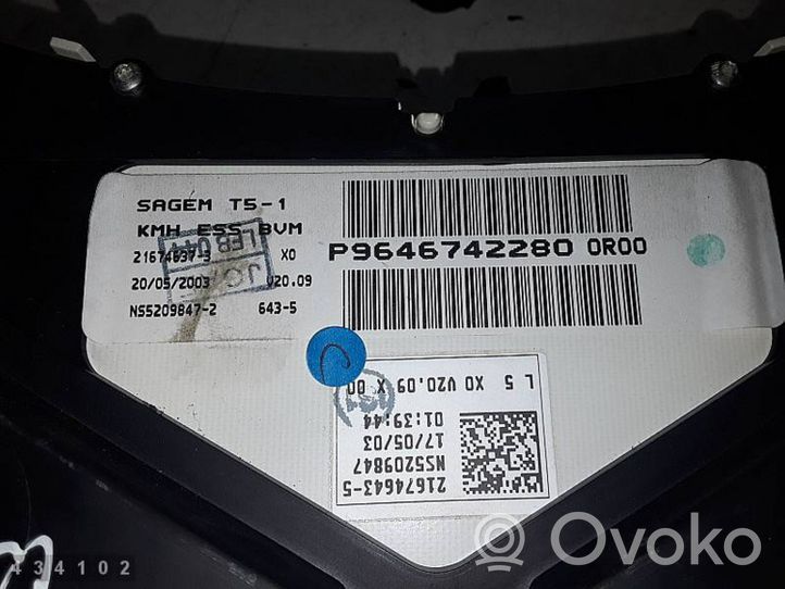 Peugeot 307 Tachimetro (quadro strumenti) P9646742280