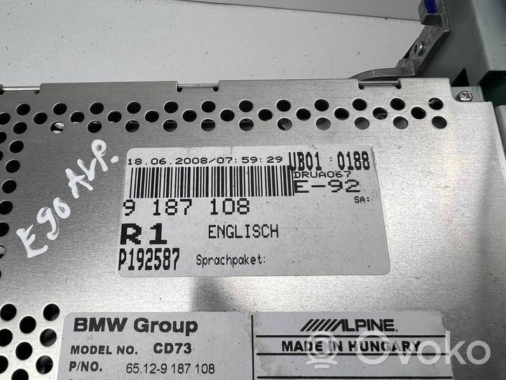 BMW 3 E90 E91 Unità principale autoradio/CD/DVD/GPS 9187108