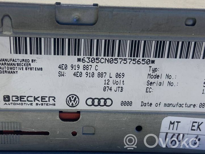 Audi A4 S4 B7 8E 8H GPS navigation control unit/module 4E0919887C