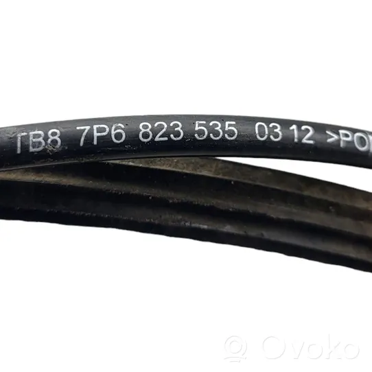 Volkswagen Touareg II Engine bonnet/hood lock release cable 7P6823535