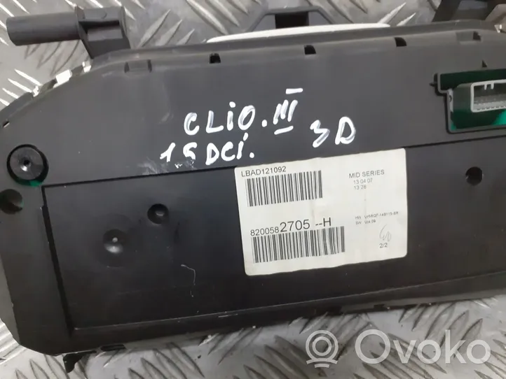 Renault Clio III Tachimetro (quadro strumenti) 8200582705