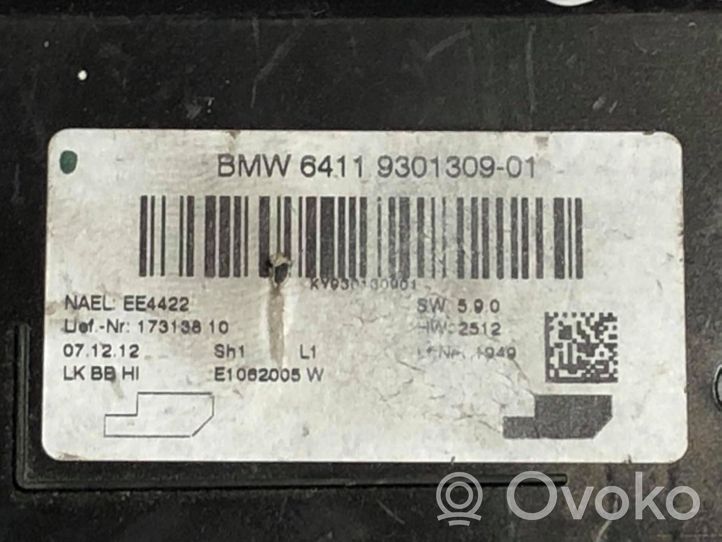 BMW 3 F30 F35 F31 Gaisa kondicioniera / klimata kontroles / salona apsildes vadības bloks (salonā) 9301309