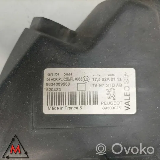 Peugeot 307 Objetivo del faro delantero 9634369580