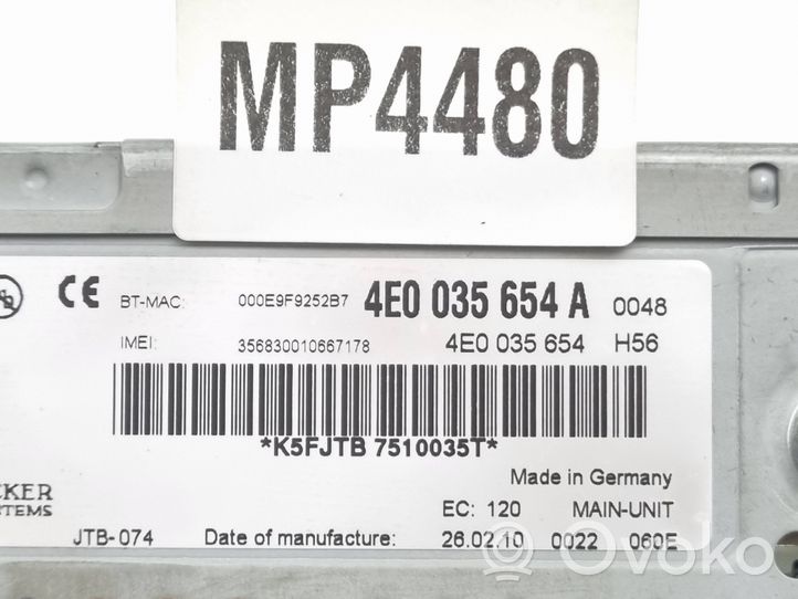 Audi A6 S6 C6 4F Radio/CD/DVD/GPS-pääyksikkö 4E0035654A