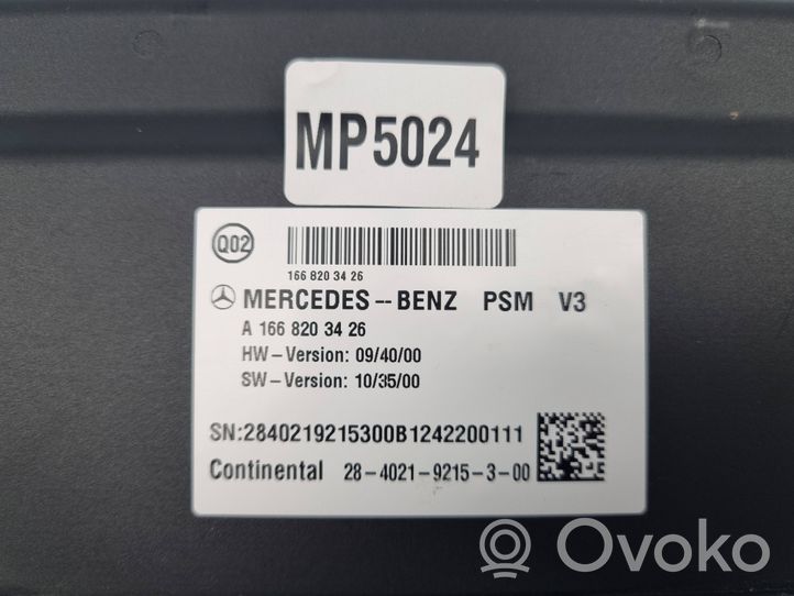 Mercedes-Benz GLE (W166 - C292) Modulo di controllo sedile A1668203426