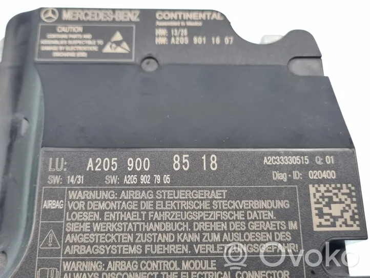 Mercedes-Benz C W205 Centralina/modulo airbag A2059008518