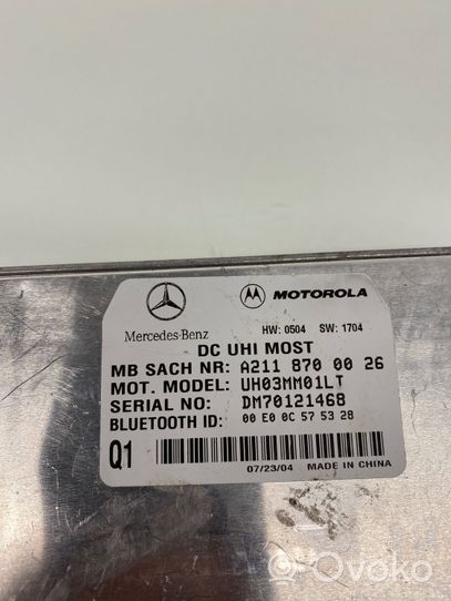 Mercedes-Benz E W211 Centralina/modulo bluetooth A2118700026