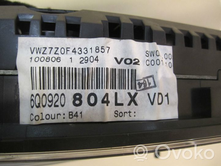 Volkswagen Polo IV 9N3 Compteur de vitesse tableau de bord 6Q0920804LX