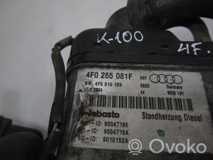 Audi A6 S6 C6 4F Pre riscaldatore ausiliario (Webasto) 4F0265081F