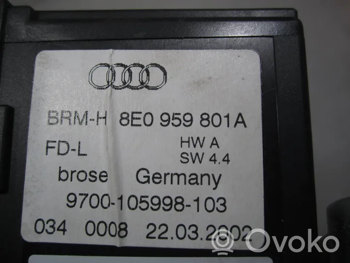 Audi A4 S4 B6 8E 8H Silniczek podnoszenia szyby drzwi tylnych 8E0959801A