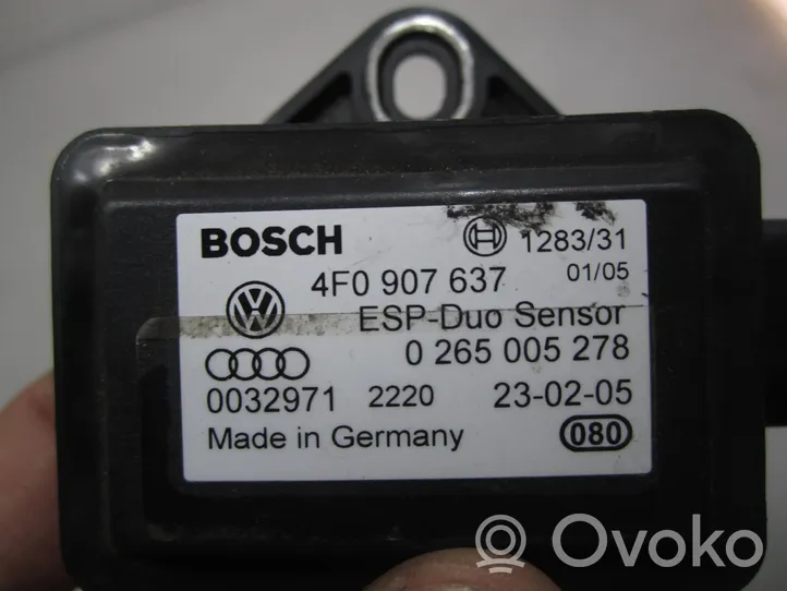 Audi A4 S4 B7 8E 8H ESP (stabilumo sistemos) daviklis (išilginio pagreičio daviklis) 4F0907637