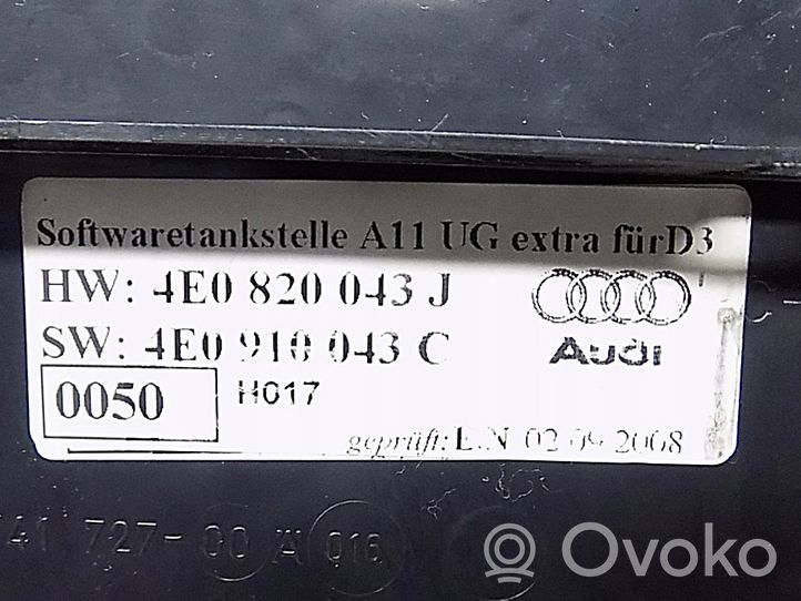 Audi A8 S8 D3 4E Ilmastoinnin ohjainlaite 4E0820043J