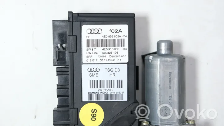 Audi A8 S8 D3 4E Takaoven ikkunan nostomoottori 4E0959802A