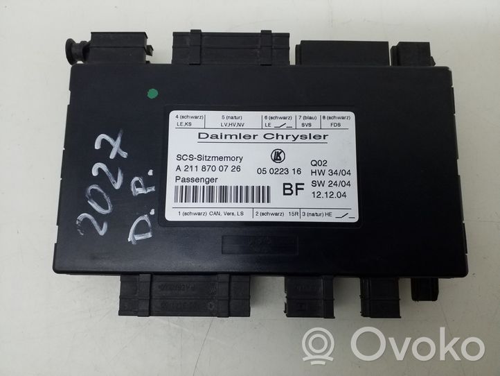 Mercedes-Benz CLS C219 Modulo di controllo sedile A2118700726