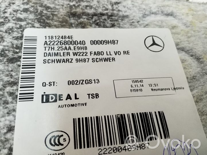 Mercedes-Benz S W222 Wykładzina podłogowa przednia A2226800040