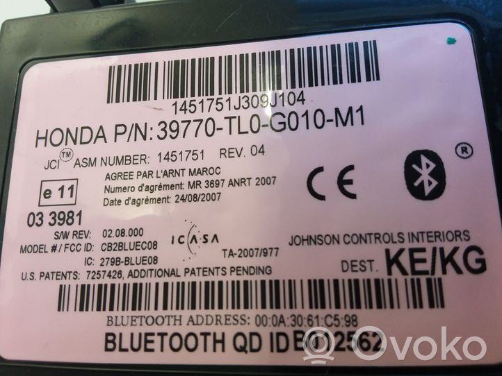 Honda Accord Moduł / Sterownik Bluetooth 39770TL0G010M1