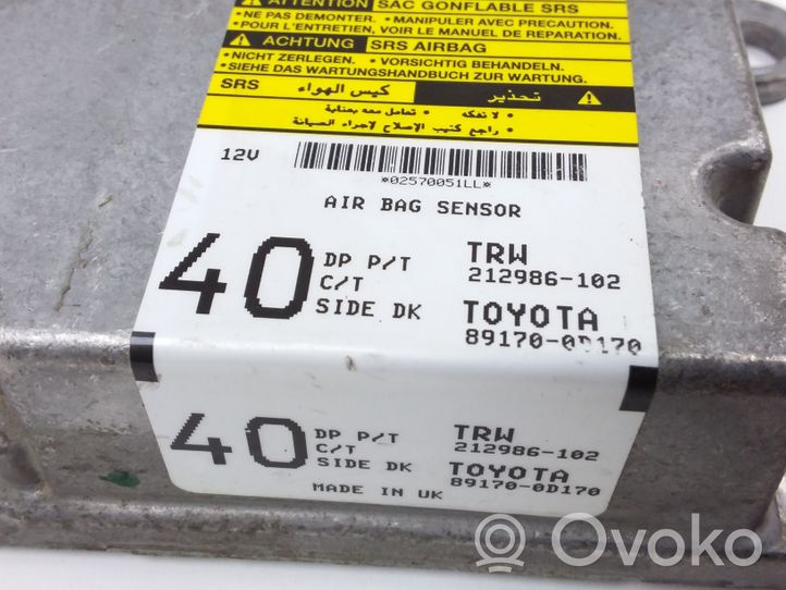 Toyota Yaris Unidad de control/módulo del Airbag 212986102