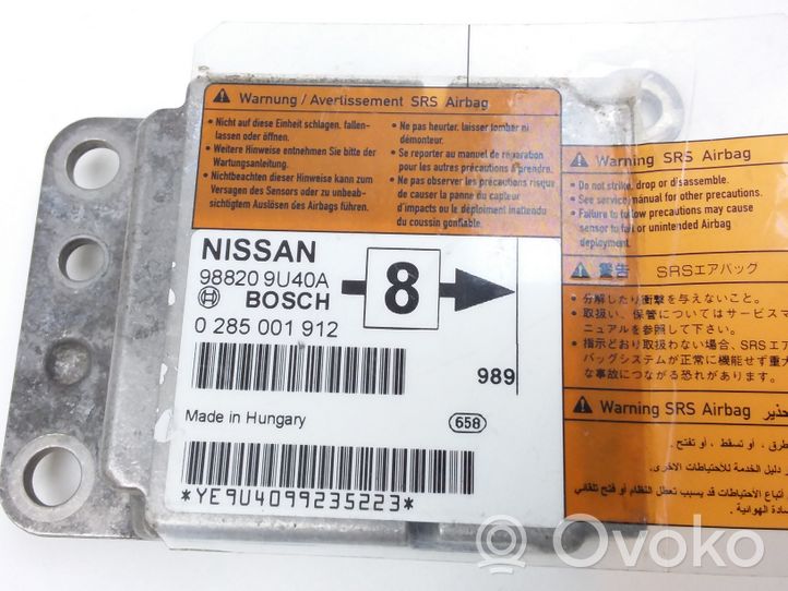 Nissan Note (E11) Sterownik / Moduł Airbag 988209U40A