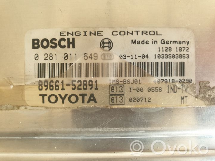 Toyota Yaris Engine control unit/module 0281011649