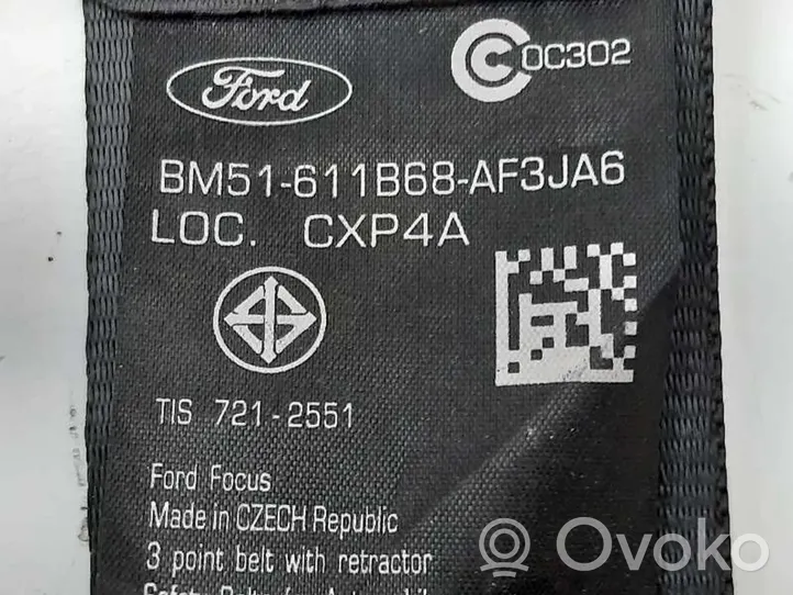 Ford Focus C-MAX Pas bezpieczeństwa fotela tylnego BM51611B68AF3JA6