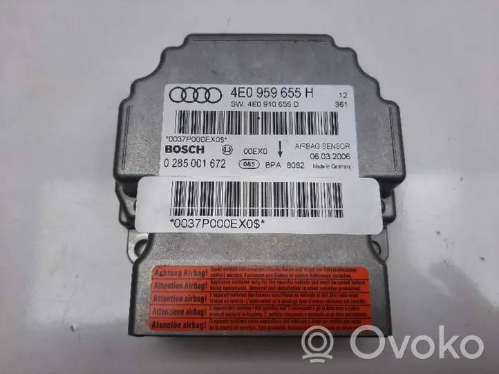 Audi A8 S8 D3 4E Turvatyynyn ohjainlaite/moduuli 4E0959655H