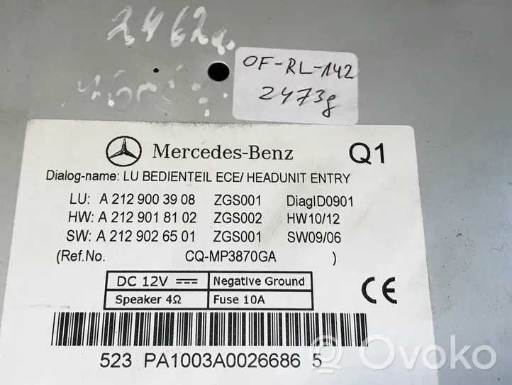 Mercedes-Benz E W212 Radio / CD/DVD atskaņotājs / navigācija A2129003908