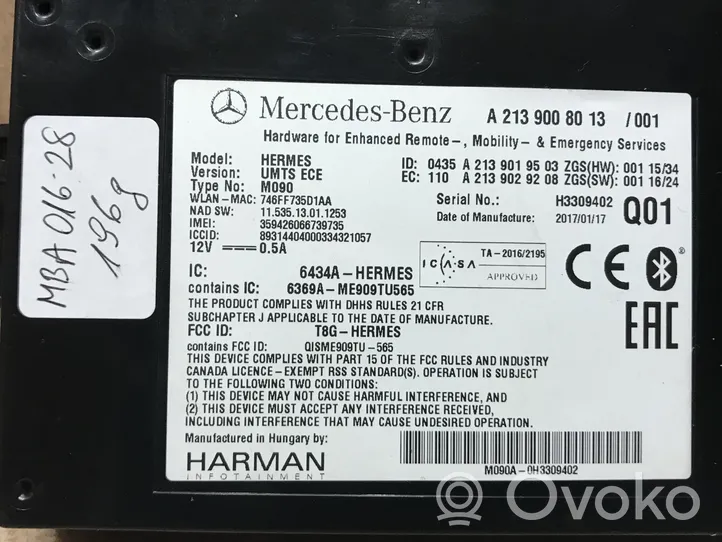 Mercedes-Benz E W213 Module unité de contrôle Bluetooth A2139008013