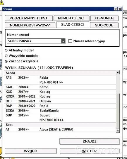 Skoda Rapid (NH) Bouton interrupteur de commande d'essuie-glace de phare 5Q0953521KP