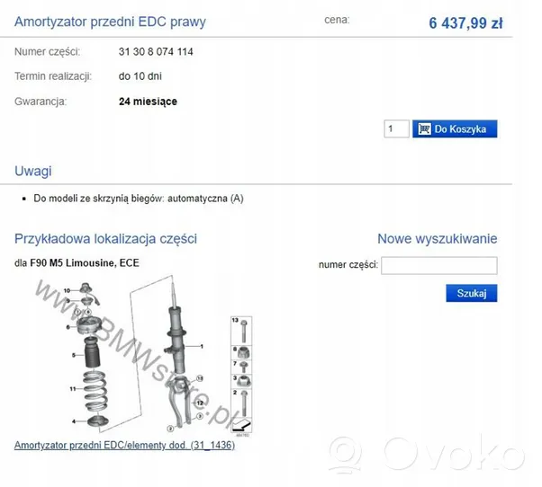 BMW M5 F90 Etuiskunvaimennin kierrejousella 8074113