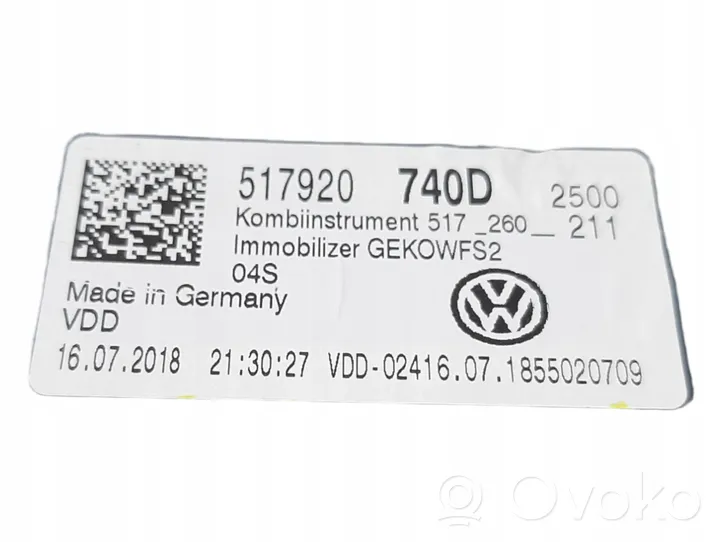 Volkswagen Golf Sportsvan Tachimetro (quadro strumenti) 517920740D