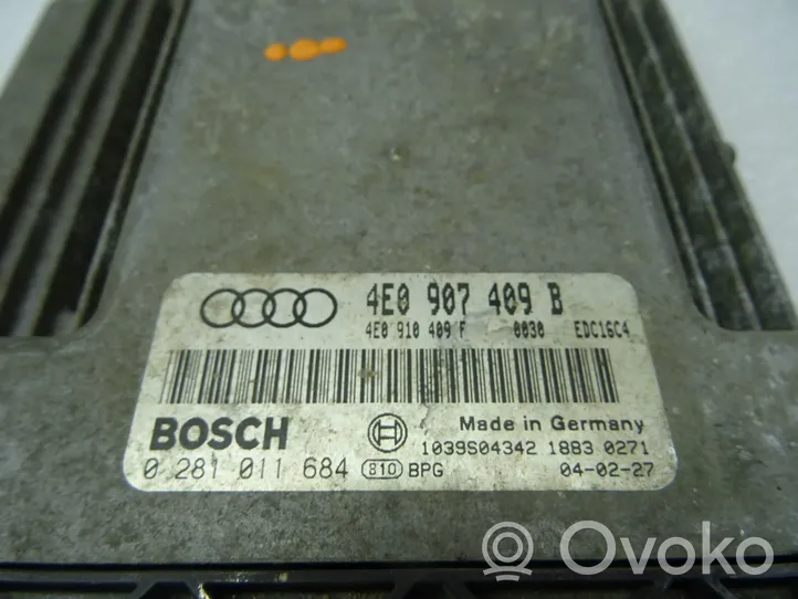 Audi A8 S8 D3 4E Unité de commande, module ECU de moteur 4E0907409B