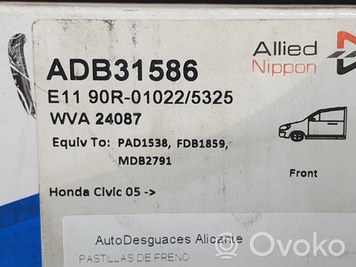 Honda Civic IX Plaquettes de frein arrière ADB31586